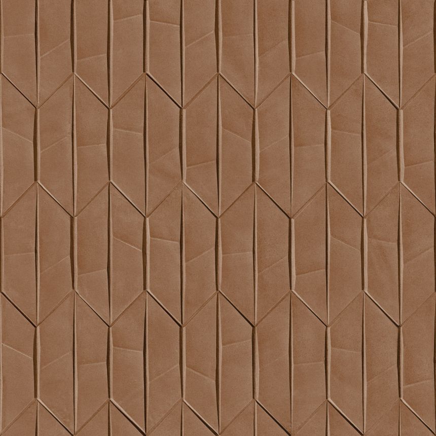 Brown geometric 3D wallpaper, A65001, Arcadia, Grandeco