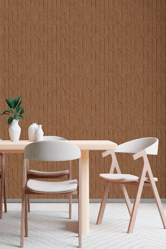 Brown geometric 3D wallpaper, A65001, Arcadia, Grandeco