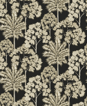 Black non-woven wallpaper, trees, A71302, Arcadia, Grandeco