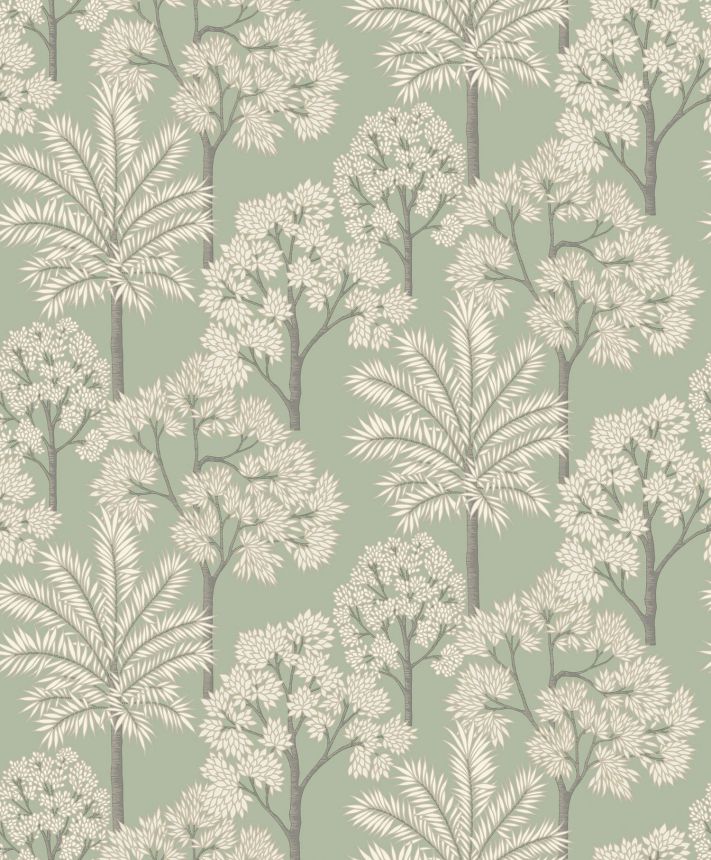 Green non-woven wallpaper, trees, A71308, Arcadia, Grandeco