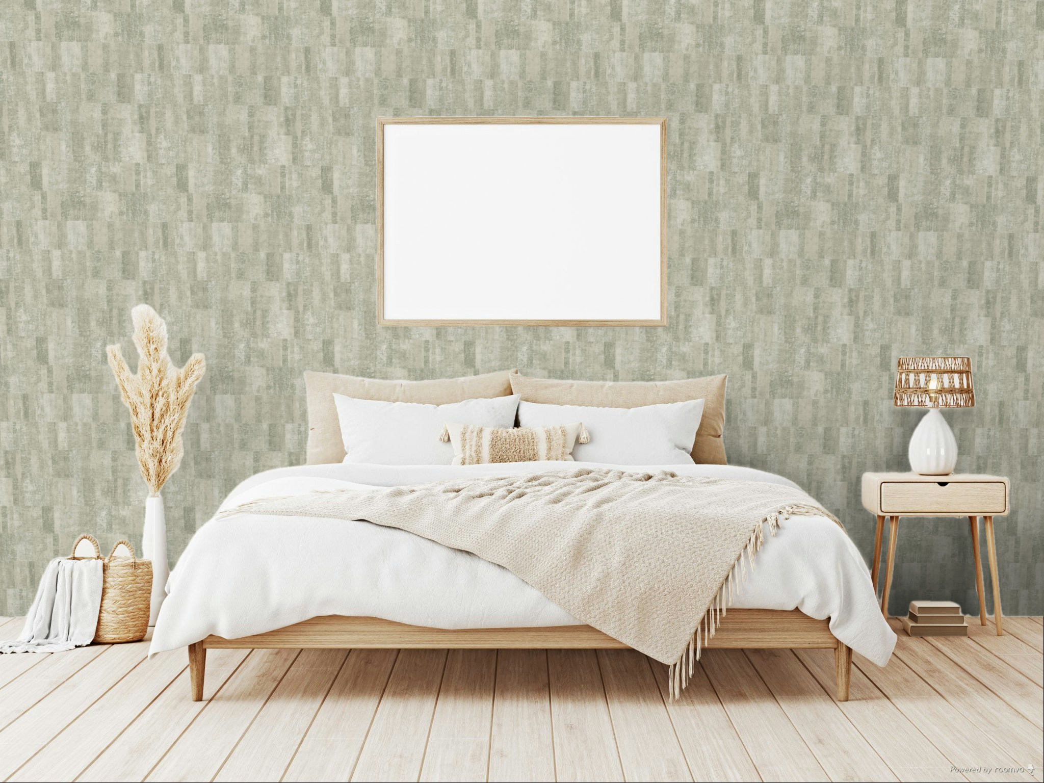 Green geometric non-woven wallpaper, A69403, Omura, Grandeco