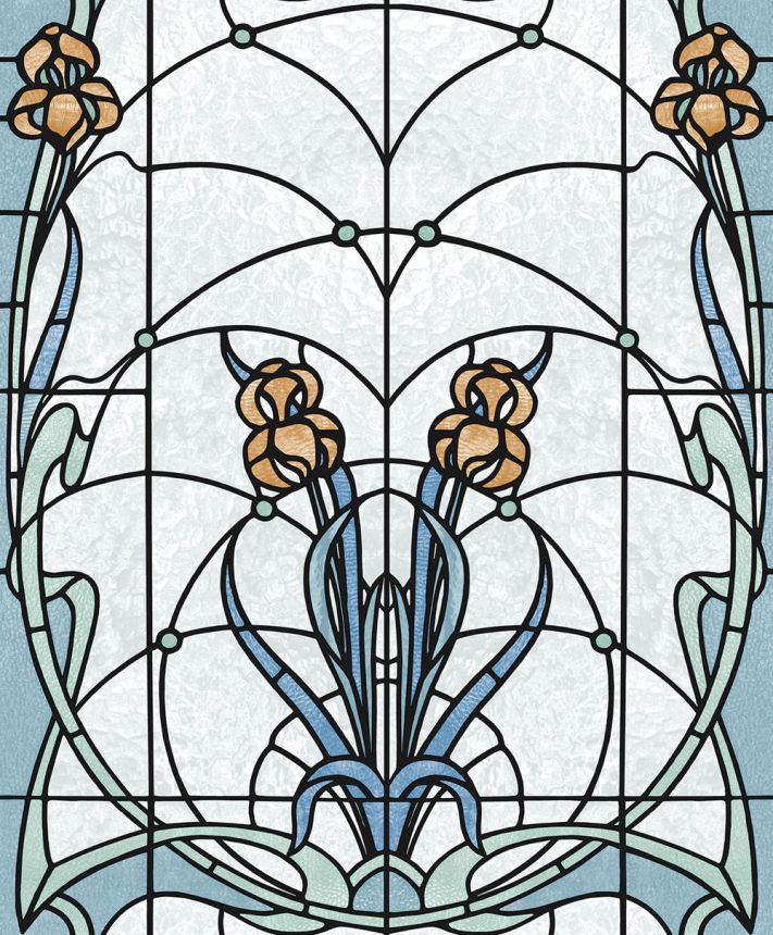 Non-woven wallpaper, blue-green stained glass, M79301, Artifice, Ugépa