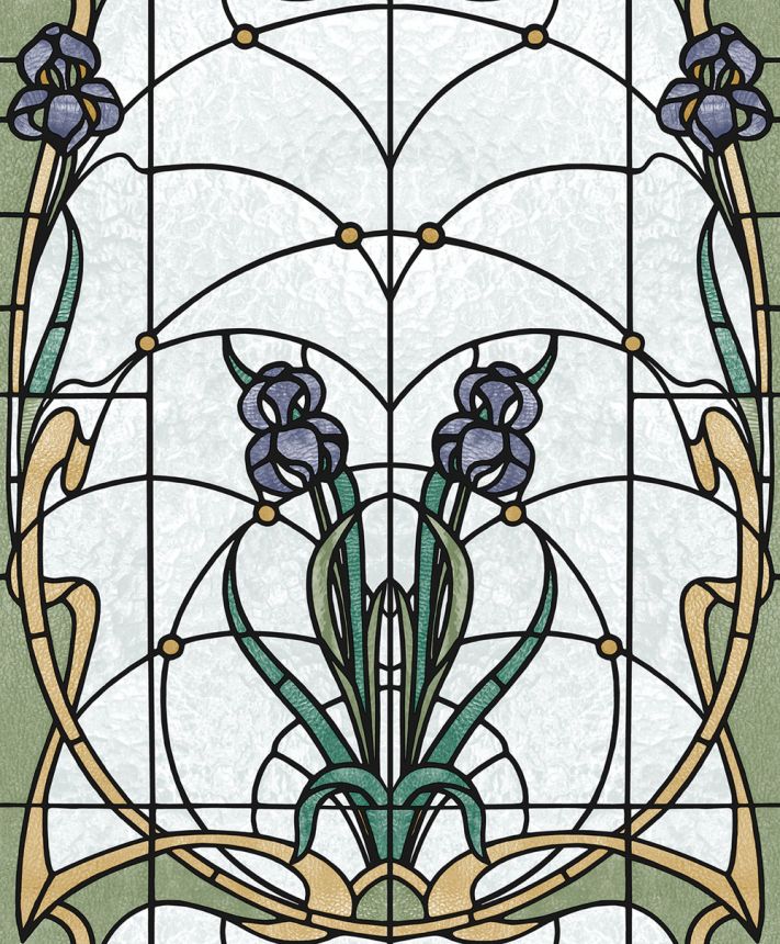 Non-woven wallpaper, green-beige stained glass, M79306, Artifice, Ugépa