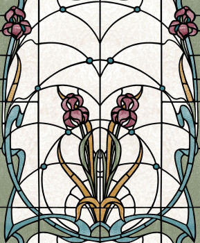 Non-woven wallpaper, blue-green stained glass, M79310, Artifice, Ugépa