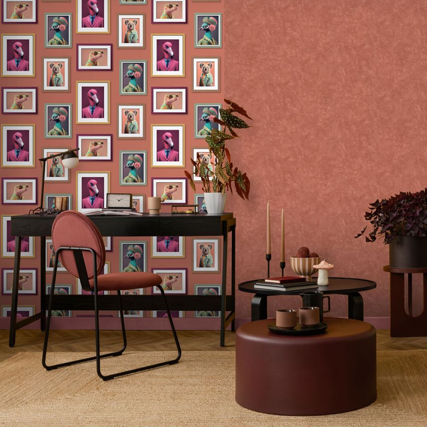 Non-woven wallpaper, red, concrete, stucco, M79615, Artifice, Brut, Ugépa