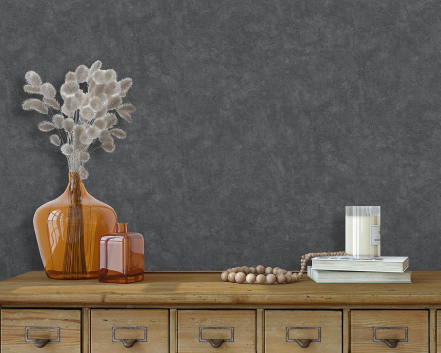 Non-woven wallpaper, black, concrete, stucco, M79639, Artifice, Brut, Ugépa