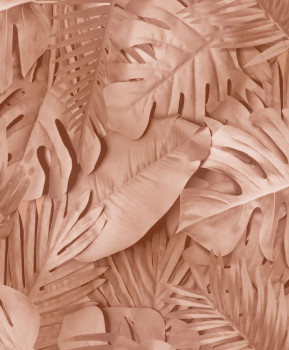 3D non-woven wallpaper, pink, leaves, M80005, Artifice, Ugépa