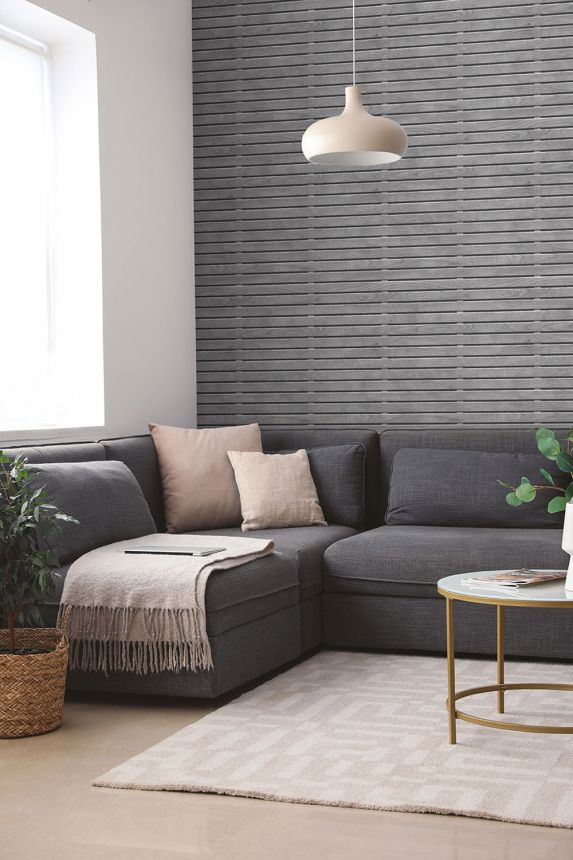 3D non-woven wallpaper, grey, wood imitation, M80699D, Artifice, Ugépa