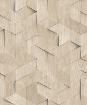 3D wallpaper, beige, wood paneling imitation, M74407, Brut, Ugépa