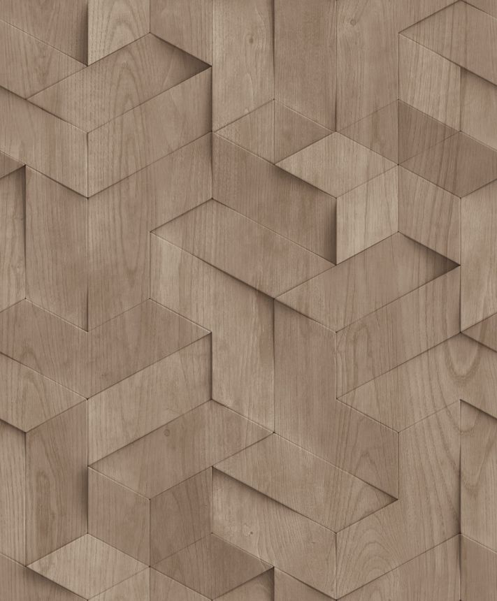 3D wallpaper, brown, wood paneling imitation, M74408, Brut, Ugépa