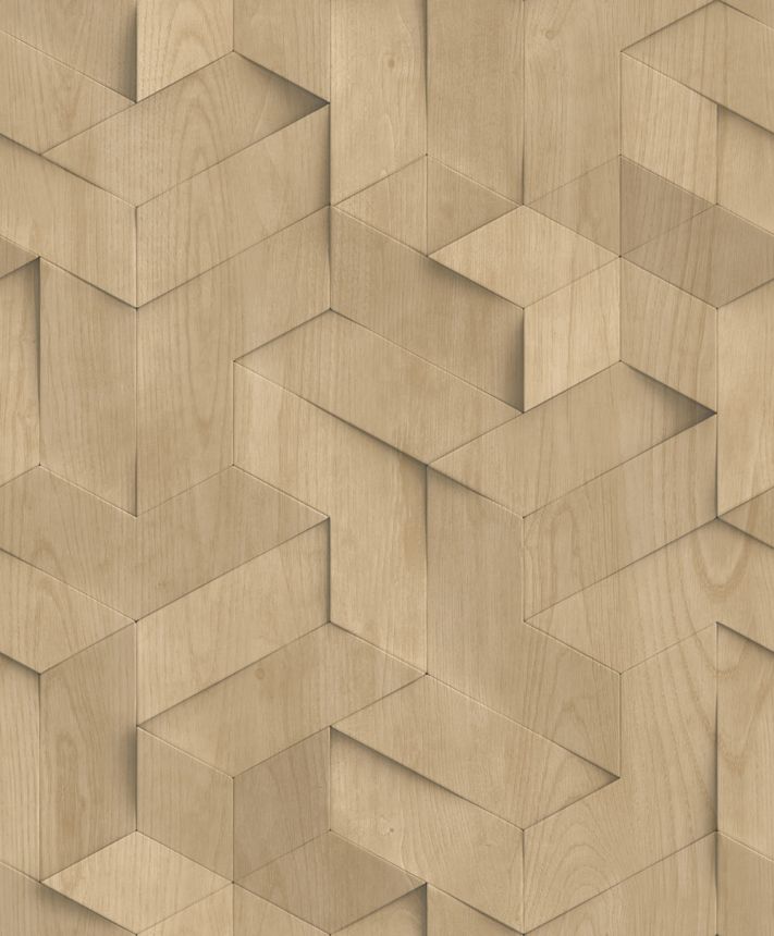 3D wallpaper, beige, wood paneling imitation, M74417, Brut, Ugépa