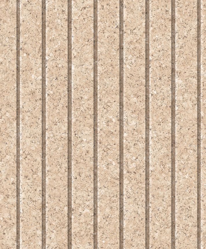 Non-woven wallpaper, beige, cork imitation, stripes, M75307, Brut, Ugépa