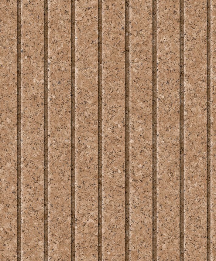 Non-woven wallpaper, brown, cork imitation, stripes, M75308, Brut, Ugépa