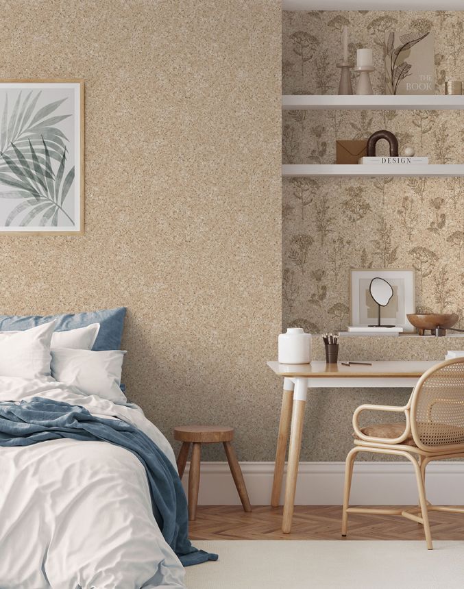 Non-woven wallpaper, beige, cork imitation, M75407, Brut, Ugépa