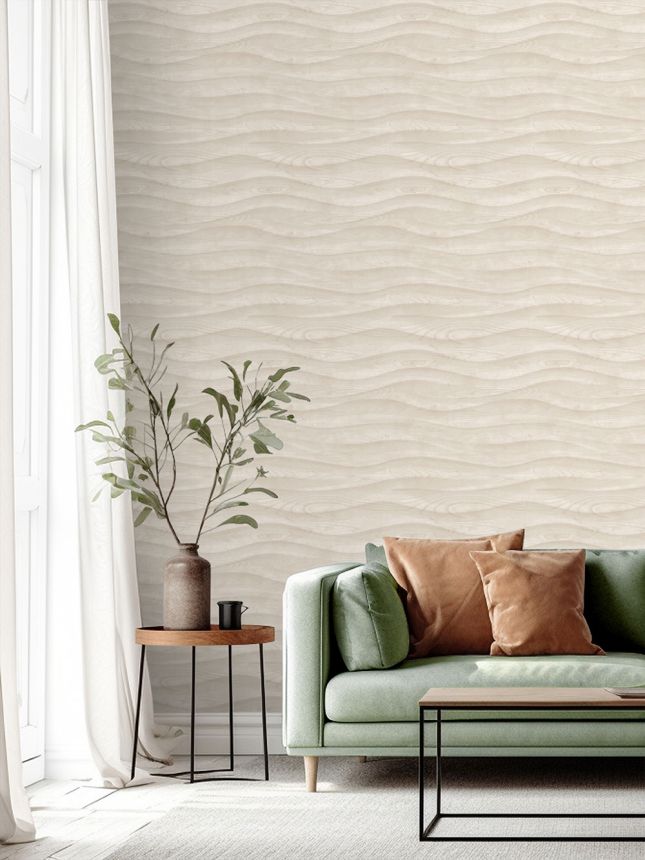 Non-woven wallpaper, gray-cream, wood imitation, M75507, Brut, Ugépa