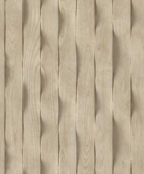 Non-woven wallpaper, beige, 3D wood paneling imitation, M75617, Brut, Ugépa