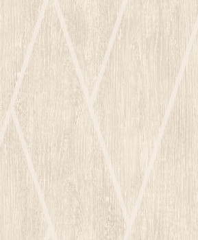 Geometric non-woven wallpaper, cream, wood, M75707, Brut, Ugépa