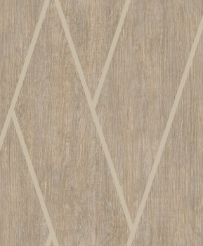 Geometric non-woven wallpaper, brown, wood, M75708, Brut, Ugépa