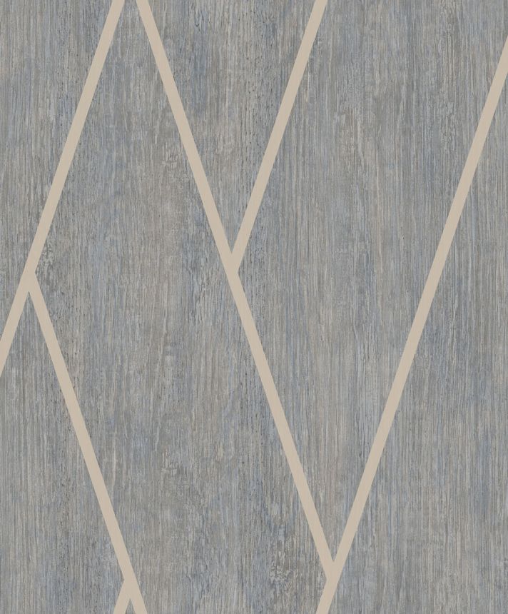 Geometric non-woven wallpaper, gray, wood, M75709, Brut, Ugépa