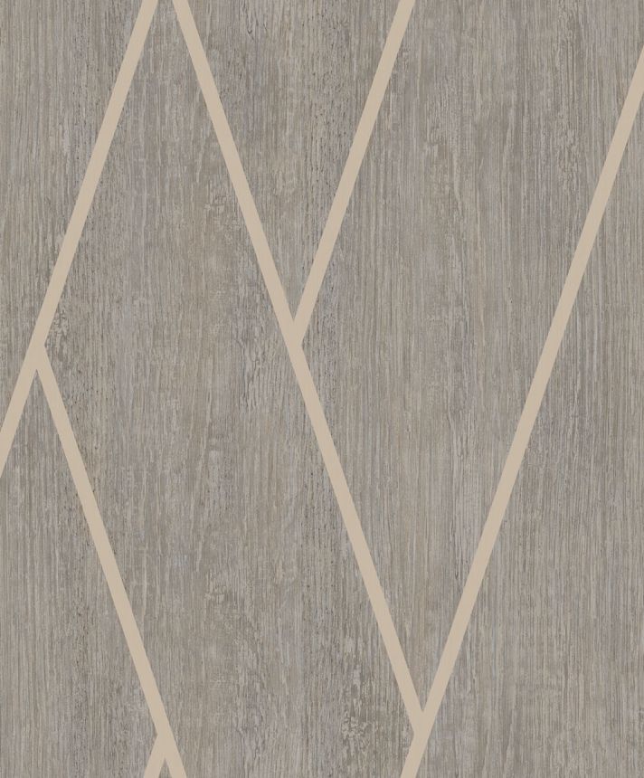 Geometric non-woven wallpaper, gray-brown, wood, M75718, Brut, Ugépa