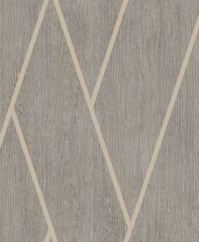 Geometric non-woven wallpaper, gray-brown, wood, M75718, Brut, Ugépa