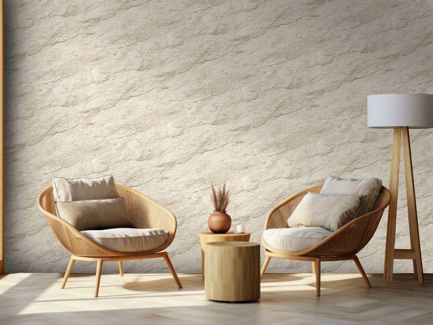 Non-woven wallpaper, beige, concrete, stucco, M75807, Brut, Ugépa