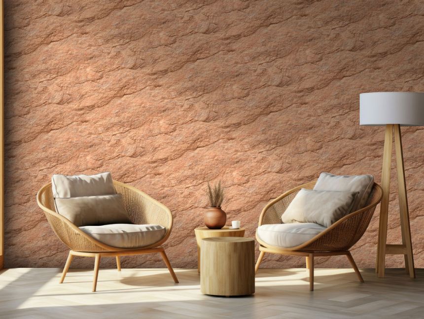 Non-woven wallpaper, orange, concrete, stucco, M75808, Brut, Ugépa