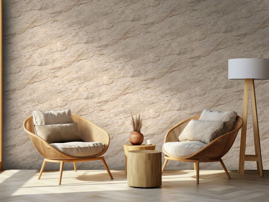 Non-woven wallpaper, beige, concrete, stucco, M75817, Brut, Ugépa