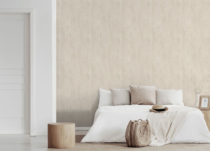 Non-woven wallpaper, beige, wood, M76407, Brut, Ugépa