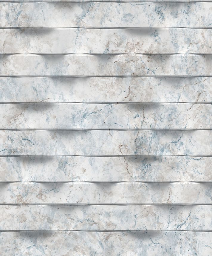 Non-woven wallpaper, blue, 3D marble tiles, M79901, Brut, Ugépa