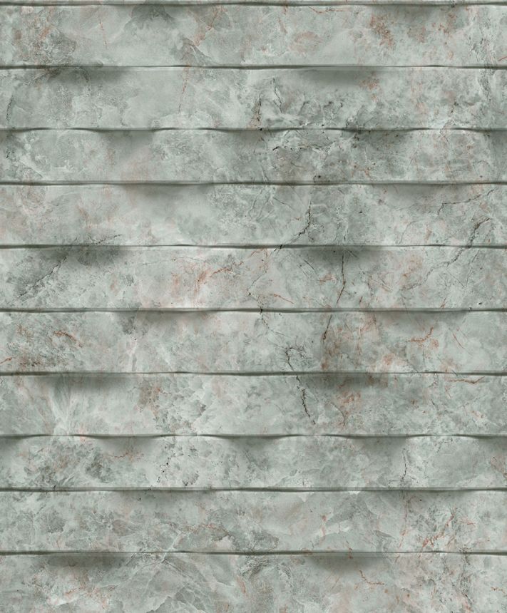 Non-woven wallpaper, green, 3D marble tiles, M79904, Brut, Ugépa