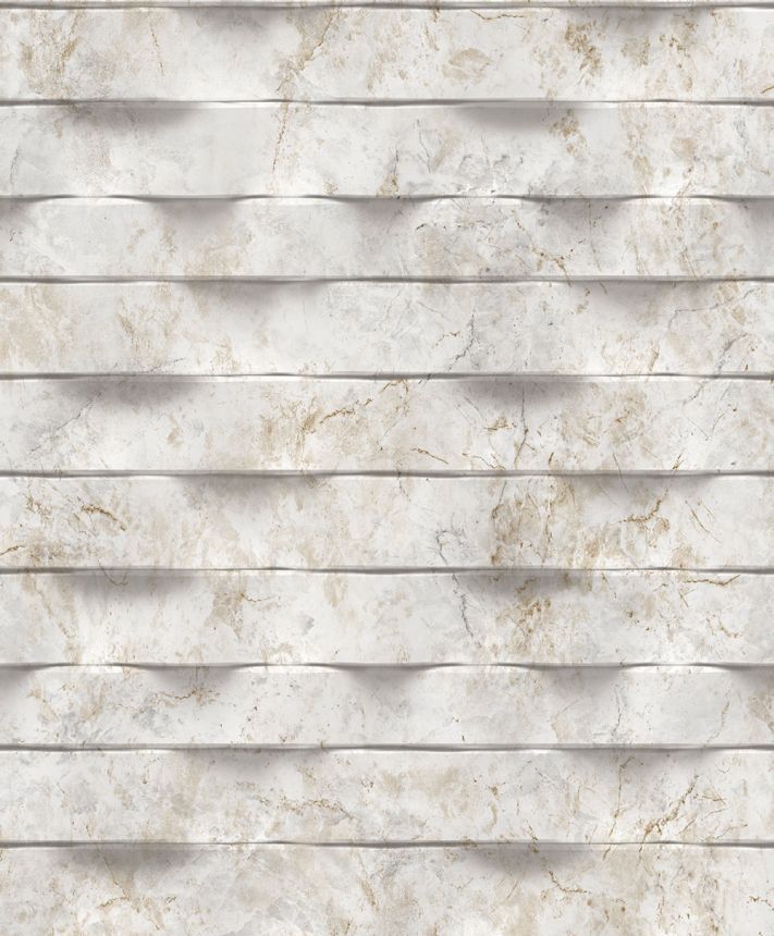 Non-woven wallpaper, gray-beige, 3D marble tiles, M79907, Brut, Ugépa