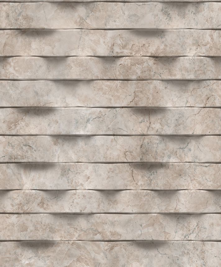 Non-woven wallpaper, brown-gray, 3D marble tiles, M79908, Brut, Ugépa