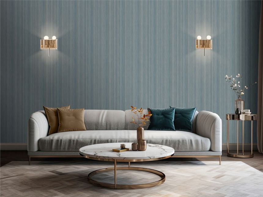 Luxury wallpaper blue-grey, fabric imitation, M66501, Venezia, Ugépa