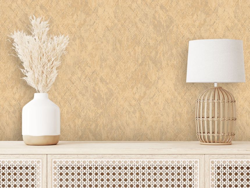 Non-woven wallpaper, beige, imitation snakeskin, M33402, Nomade, Ugépa