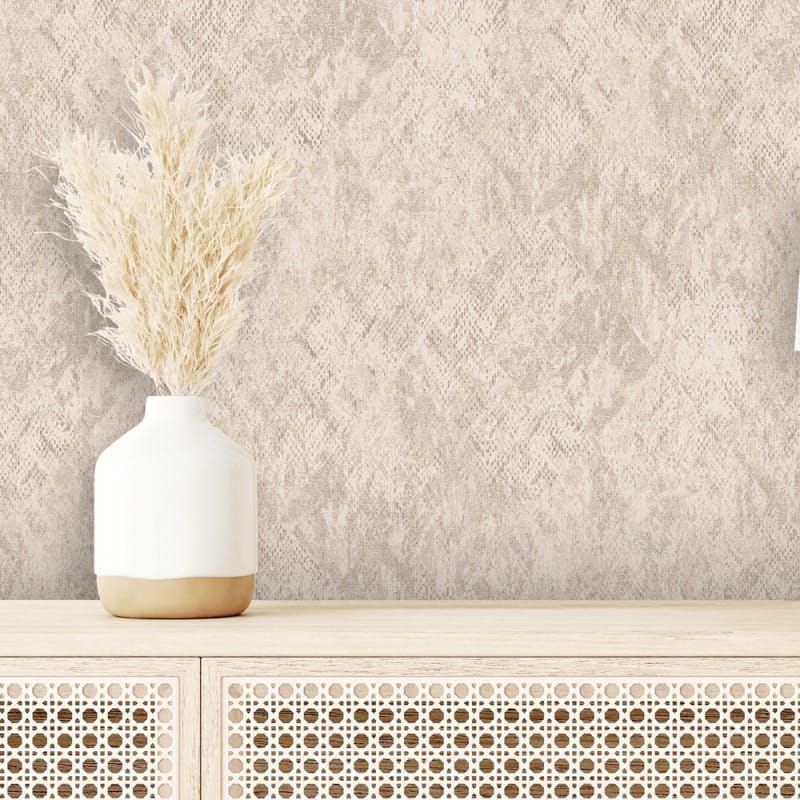 Non-woven wallpaper, beige, imitation snakeskin, M33407, Nomade, Ugépa