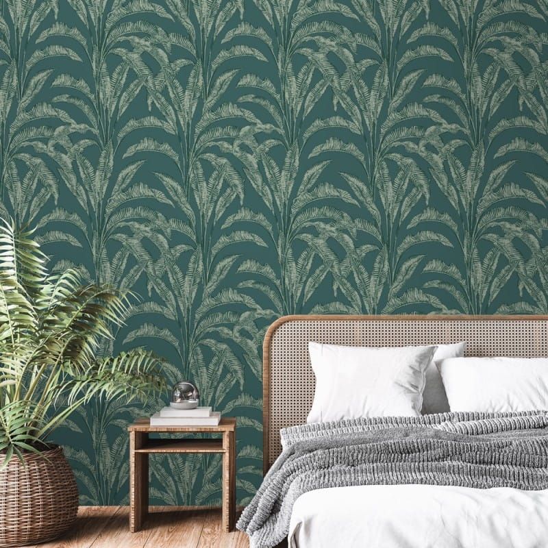 Non-woven wallpaper, green, leaves, M61914, Nomade, Ugépa