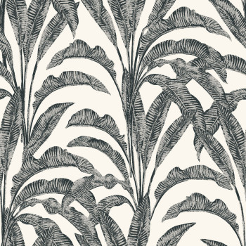 Non-woven wallpaper, black-silver, leaves, M61919, Nomade, Ugépa