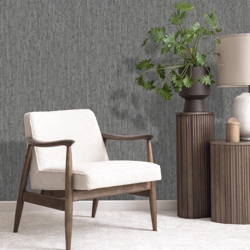 Non-woven wallpaper, grey, mat imitation, M64909, Nomade, Ugépa