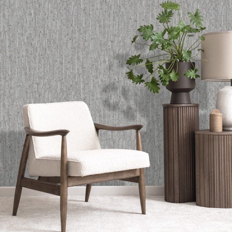 Non-woven wallpaper, grey, mat imitation, M64919, Nomade, Ugépa