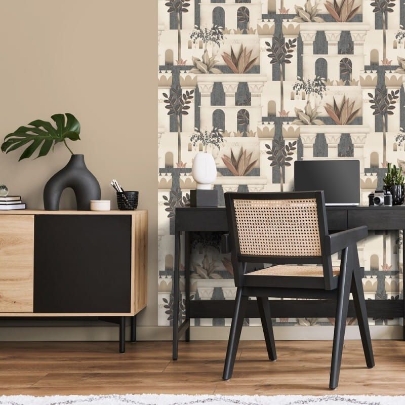 Non-woven wallpaper, brown-black, trees, plants, M65909, Nomade, Ugépa