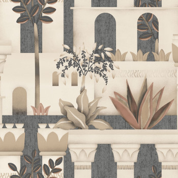 Non-woven wallpaper, brown-black, trees, plants, M65909, Nomade, Ugépa