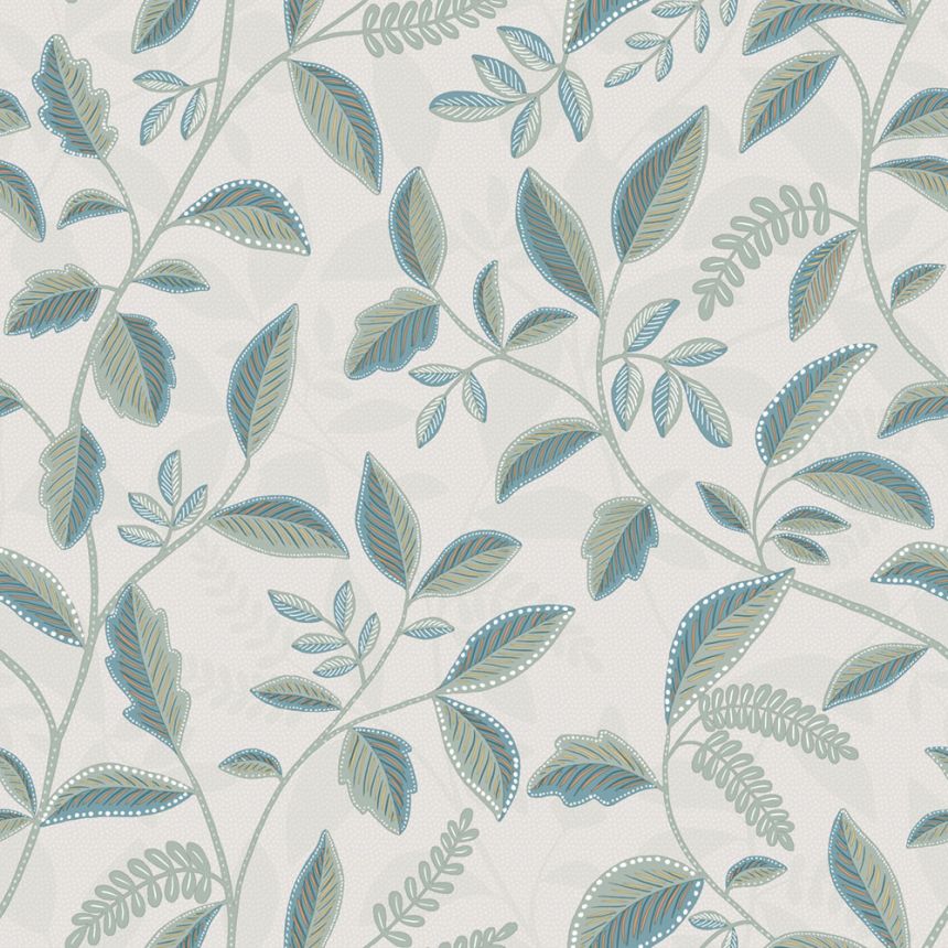 Non-woven wallpaper, green, leaves, M66004, Nomade, Ugépa