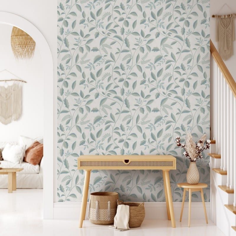 Non-woven wallpaper, green, leaves, M66004, Nomade, Ugépa