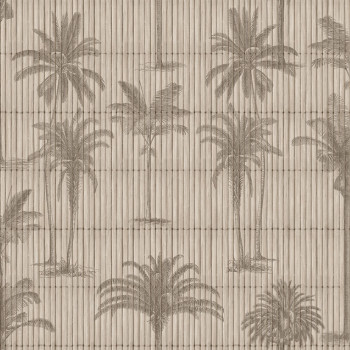 Non-woven wallpaper, grey-beige, palms, M68707, Nomade, Ugépa