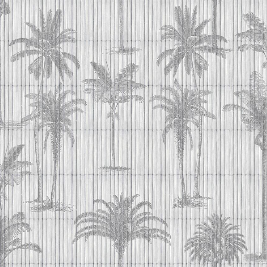 Non-woven wallpaper, grey, palms, M68719, Nomade, Ugépa