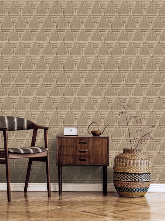 Non-woven wallpaper, brown, mat imitation, M68807, Nomade, Ugépa