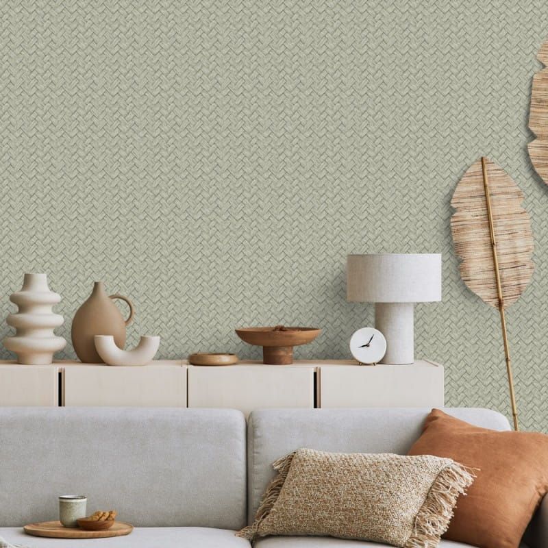 Non-woven wallpaper, green, mat imitation, M69004, Nomade, Ugépa