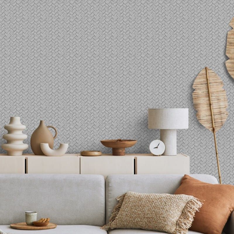 Non-woven wallpaper, grey, mat imitation, M69009, Nomade, Ugépa