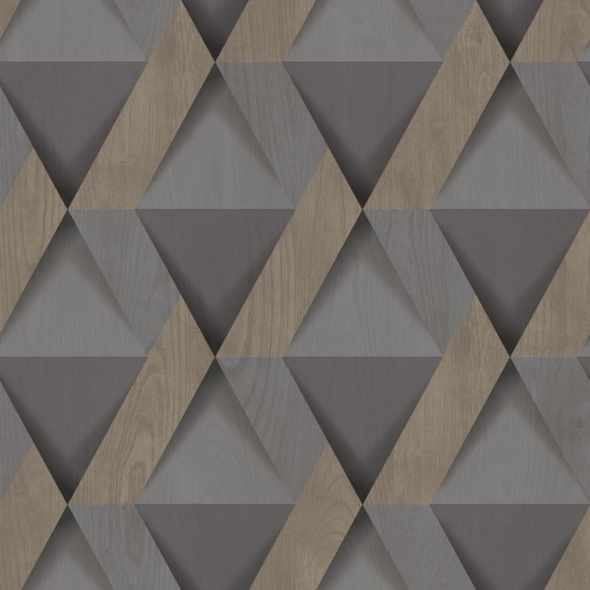 Non-woven wallpaper, grey-brown, wood paneling imitation, M69109, Nomade, Ugépa